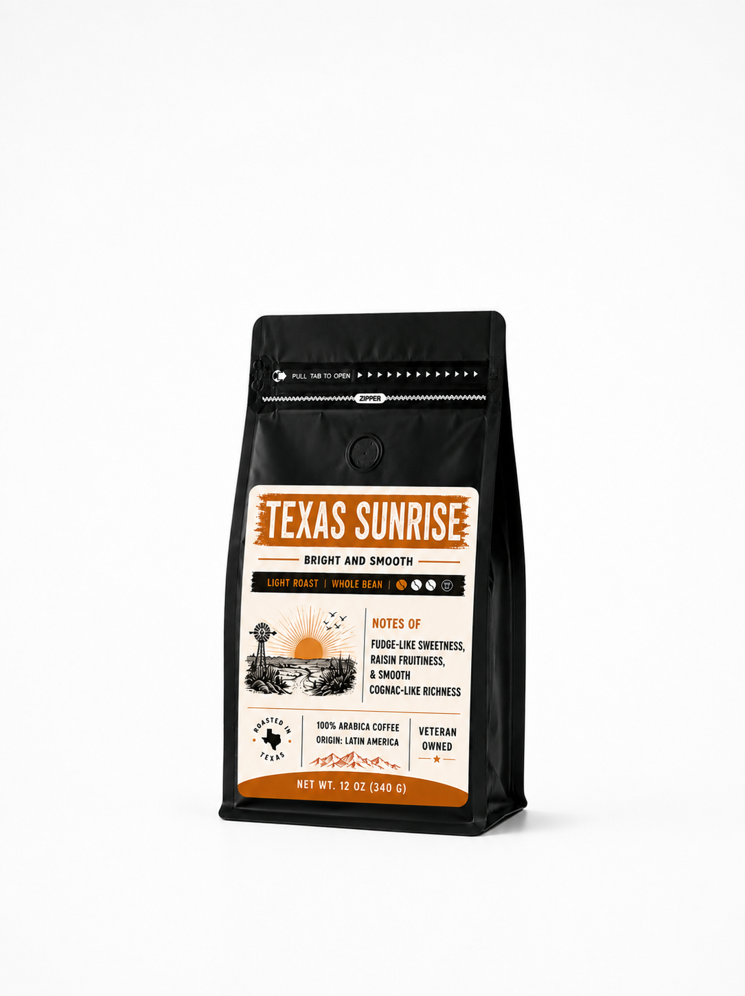 TEXAS SUNRISE - Light Roast, rich, and sweet.